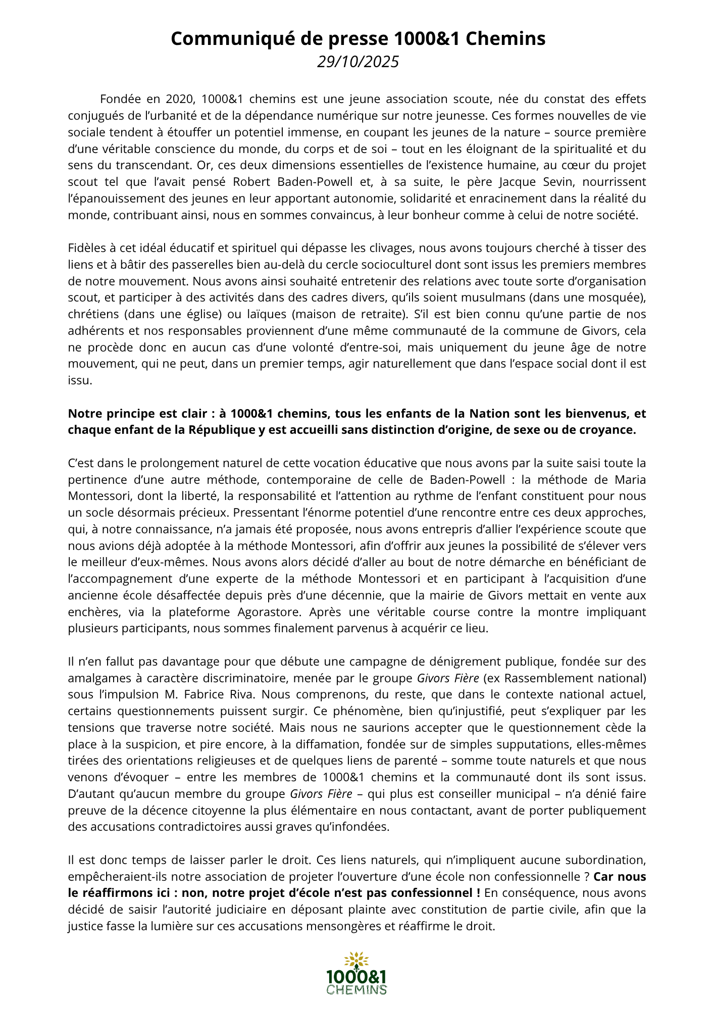 Communiqué de presse_1000&1 Chemins_29102025